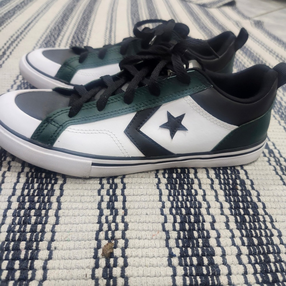 Converse Star Player 76 Kids Shoes White Green Black Leather A09331C Size 6Y